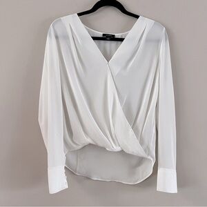 Halogen Faux wrap v neck blouse top Ladies size small White